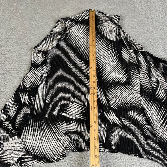 Chico's Travelers Cardigan Sweater Womens 0 White Black Small Open Front Coastal - Picture 5 of 8